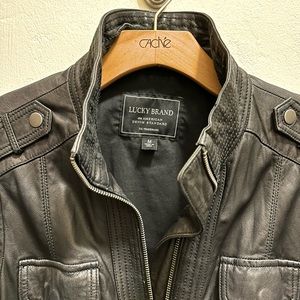 Lucky Brand, 100% Lamb Leather vintage style biker jacket